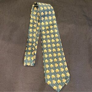 Elegant Green and Yellow Patterned Men's Tie. 100% silk. Genuine from Thailand